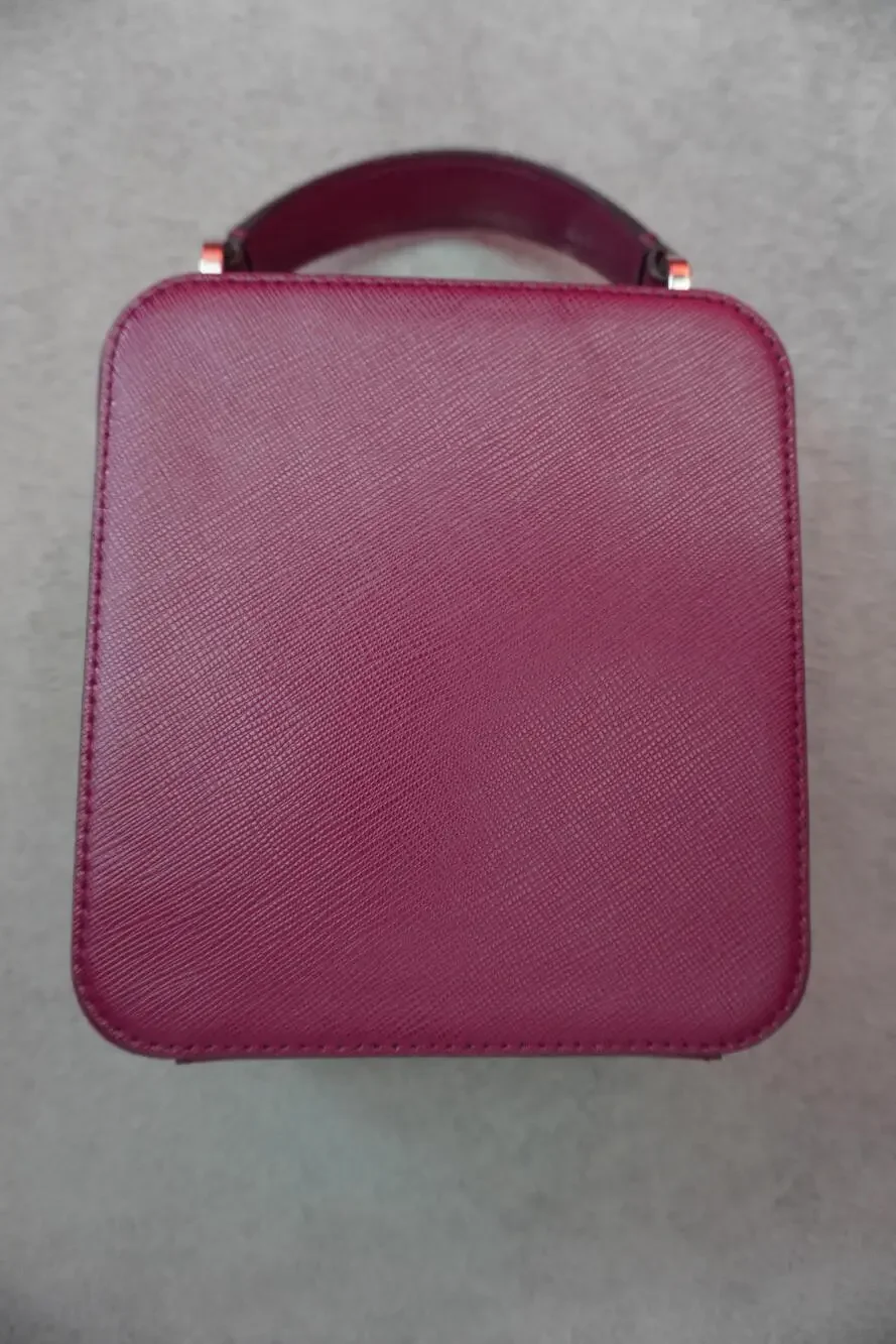 Kate Spade Satchel Bag Womens Small Burgundy Leather Cat Face Top Handle Zip